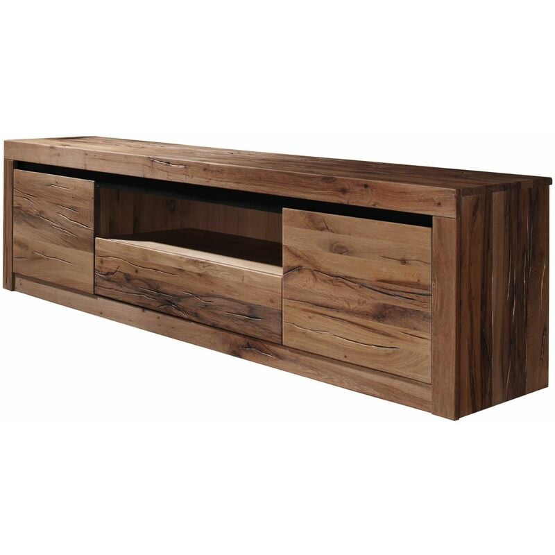 foto del prodotto mobile tv in legno di quercia selvatica cerro 202x42x55 tabacco marrone oliato montreux 305
