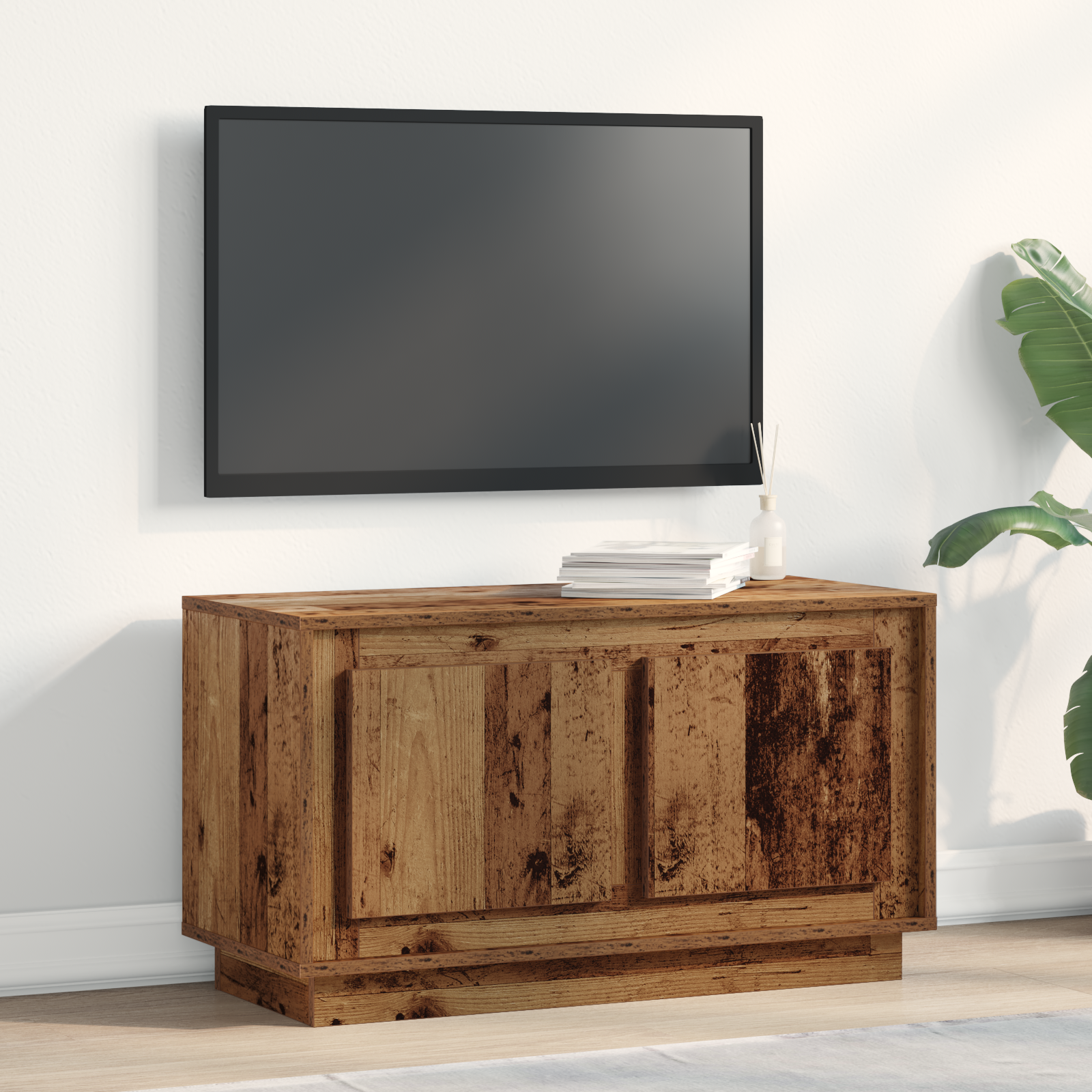 foto del prodotto mobile tv in legno vintage 80x35x45 cm in legno ingegnerizzato