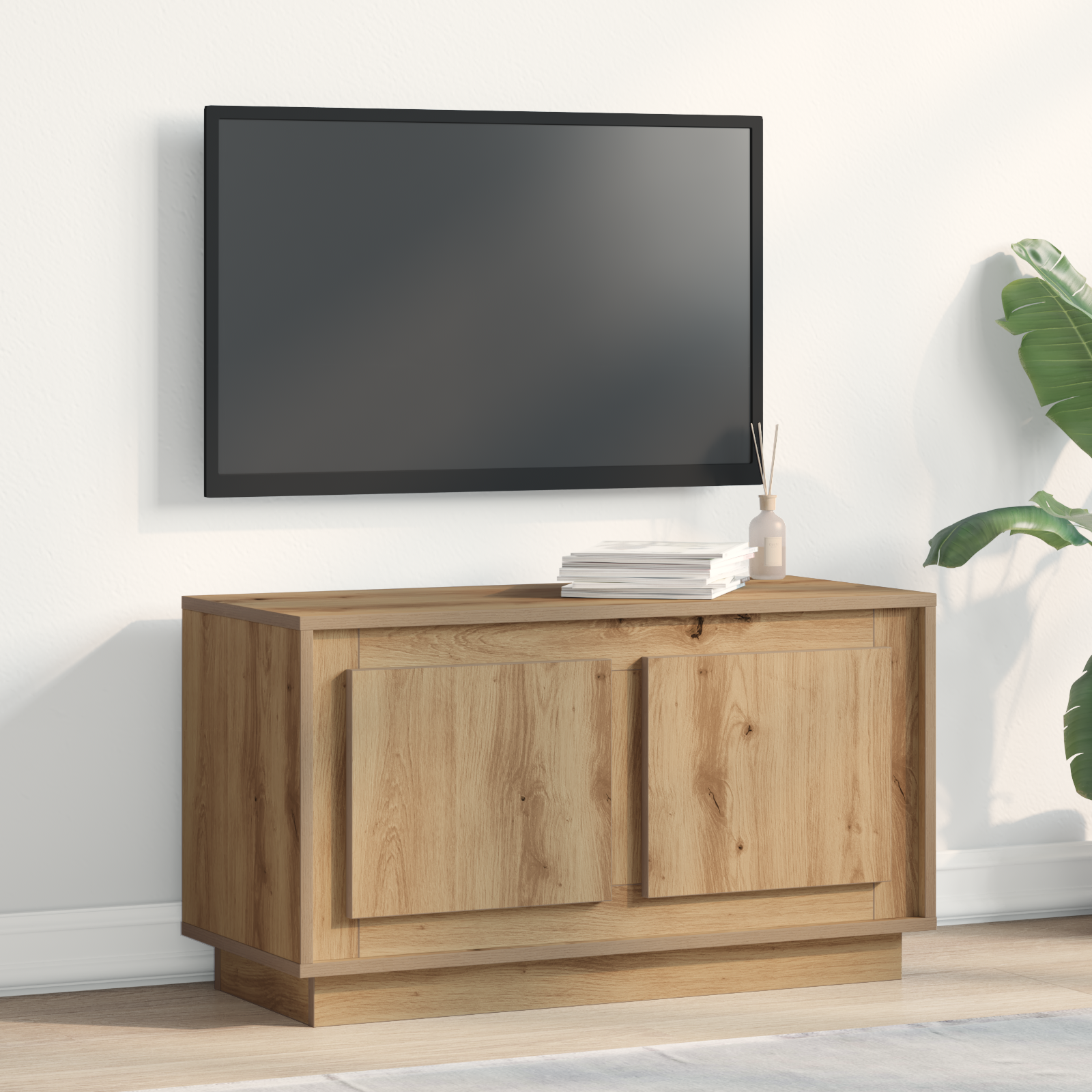 foto del prodotto mobile tv in rovere artigianale 80x35x45 cm in legno ingegnerizzato