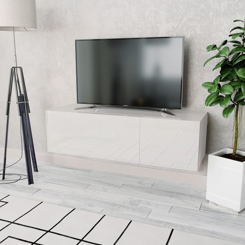 foto del prodotto mobile tv in truciolato 120x40x34 cm bianco lucido