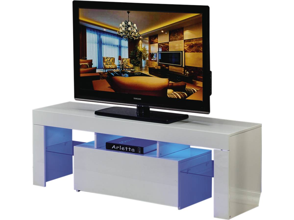 foto del prodotto mobile tv led borda 130 x 34 x 45 cm bianco laccato