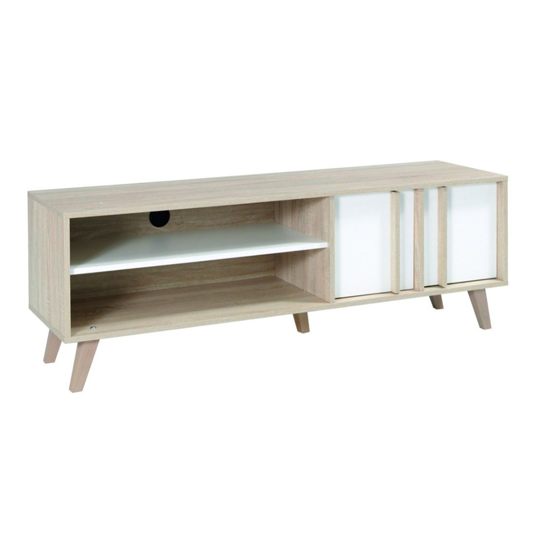 foto del prodotto mobile tv malmo 150 cm colori rovere chiaro e bianco