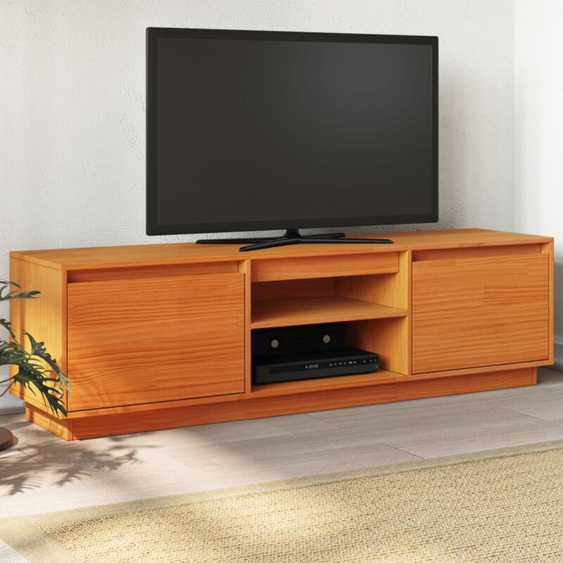 foto del prodotto mobile tv marrone cera 140x35x40 cm in legno massello di pino vidaxl
