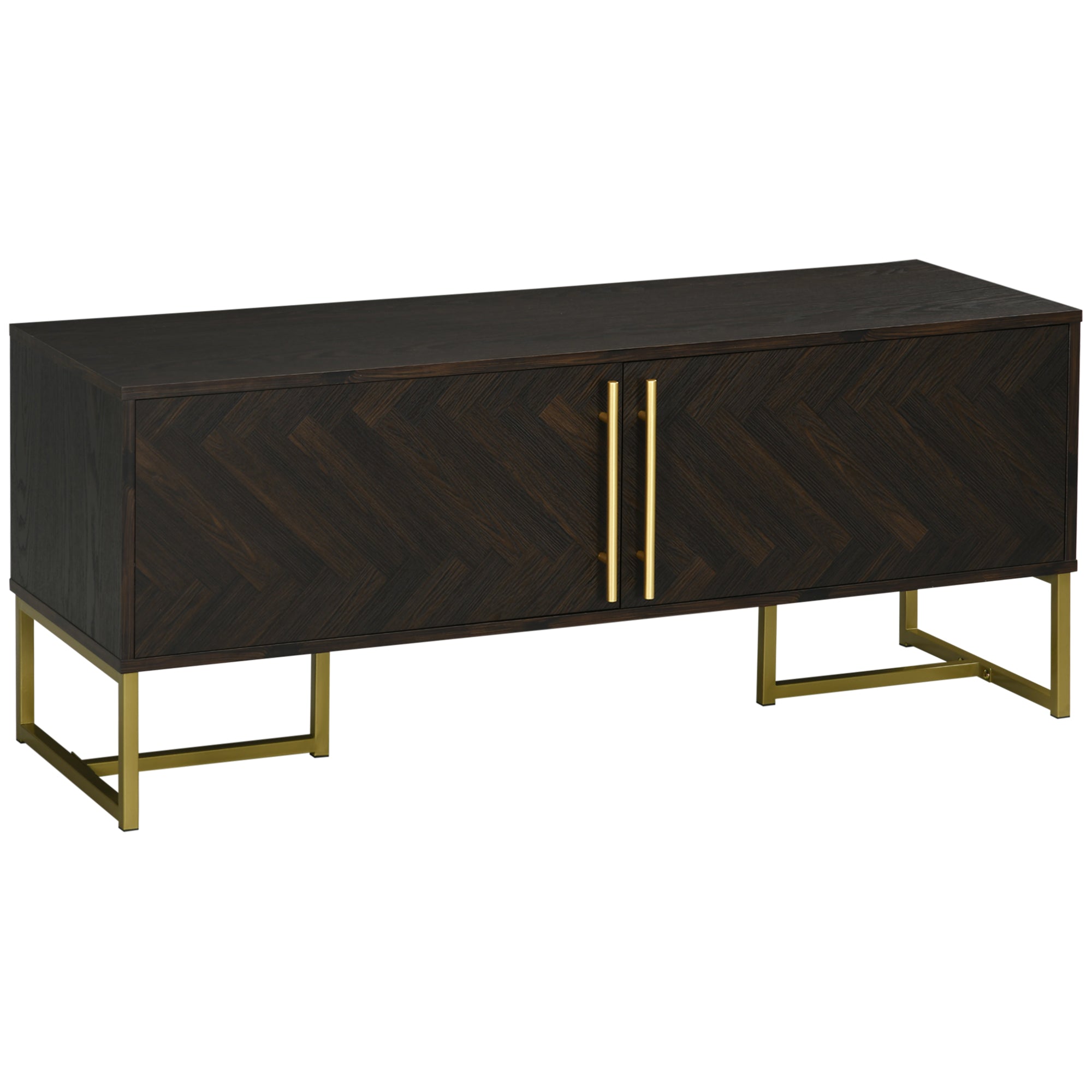 foto del prodotto mobile tv max 55 120x39x50 cm con 2 armadietti in legno e metallo marrone e oro