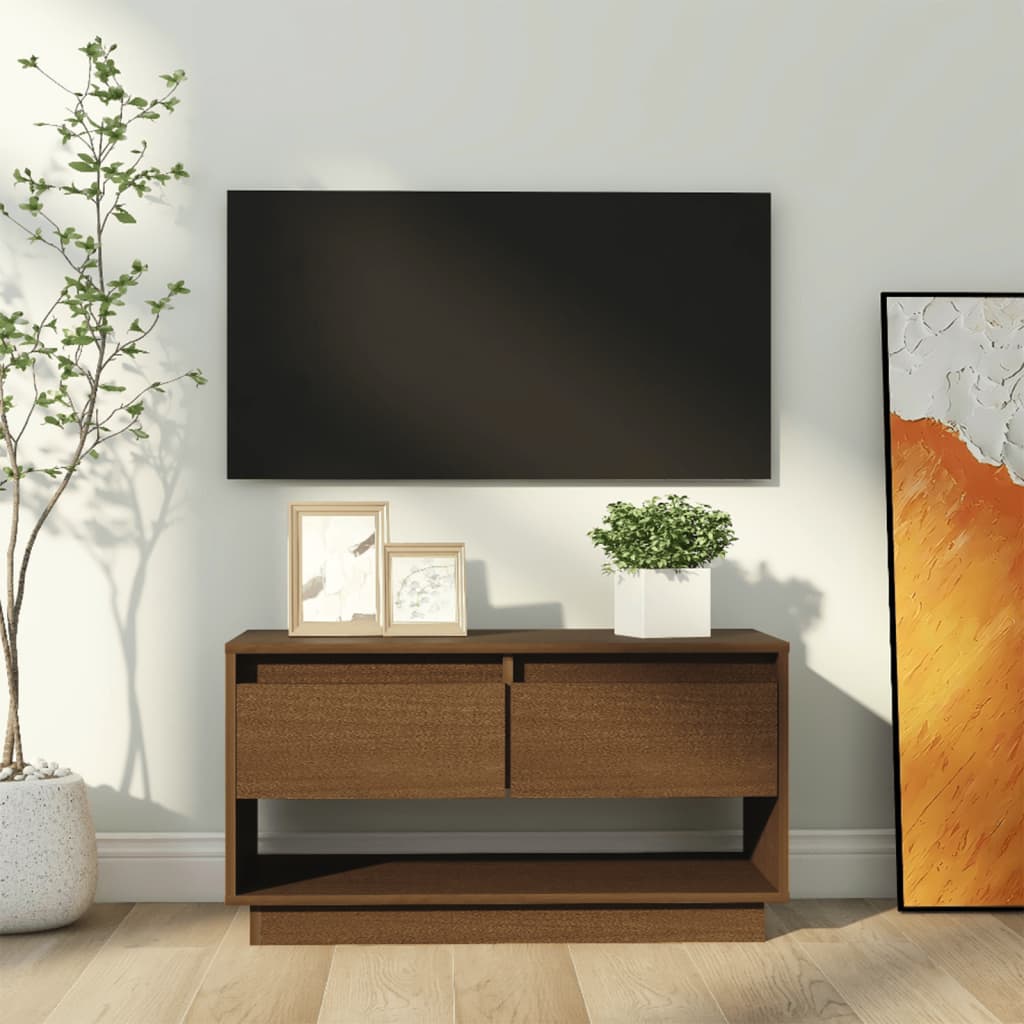 foto del prodotto mobile tv miele 74x34x40 cm in legno massello di pino