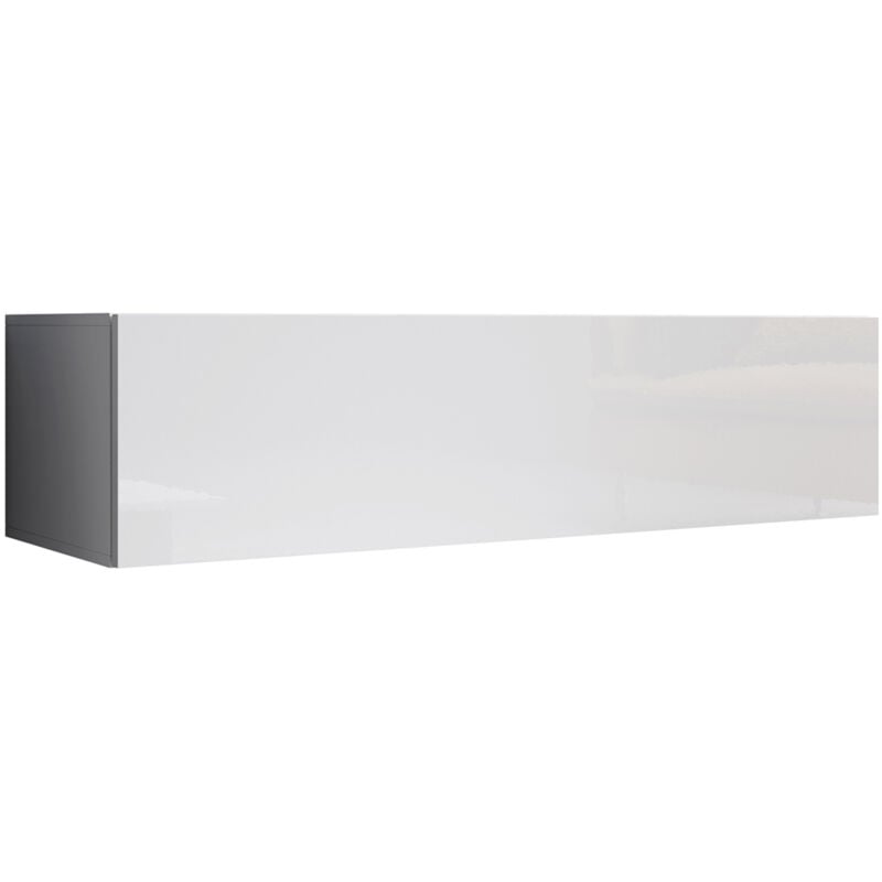 foto del prodotto mobile tv mobile da soggiorno sospeso porta tv salotto stilo moderno 1 anta bianco finitura lucida modello aitana m1 120x30x40cm