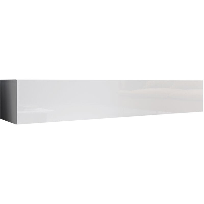 foto del prodotto mobile tv mobile da soggiorno sospeso porta tv salotto stilo moderno 1 anta bianco finitura lucida modello aitana m2 180x30x40cm
