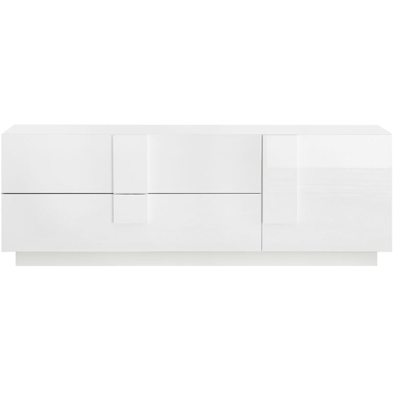 foto del prodotto mobile tv moderno 1 anta 2 cassetti jupiter 182x44x63 cm bianco laccato lucido