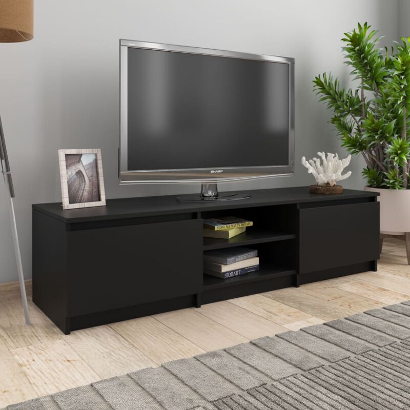 foto del prodotto mobile tv moderno porta tv nero 140x40x35,5 cm in truciolato bv202244 bonnevie