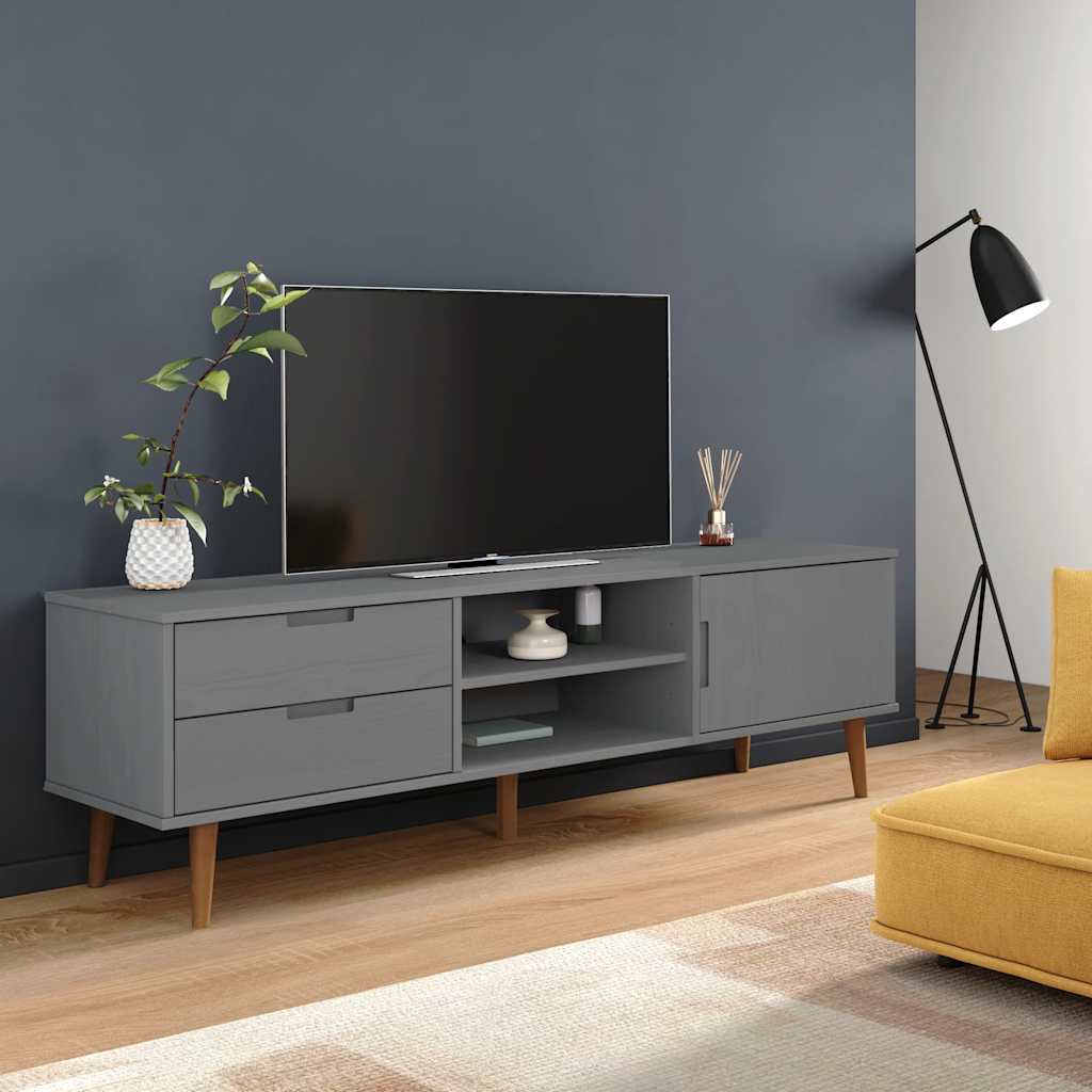 foto del prodotto mobile tv molde grigia 158x40x49 cm in legno massello di pino