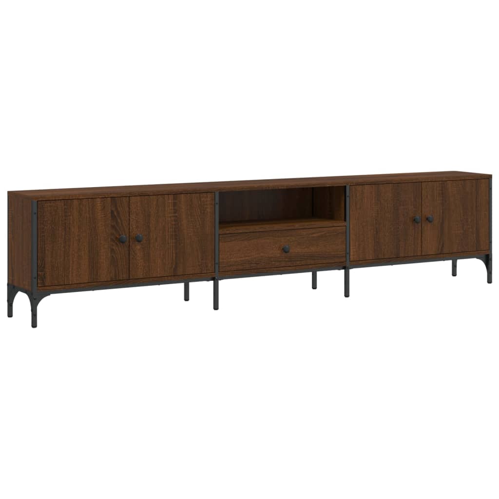 foto del prodotto mobile tv multimediale scaffale per televisione credenza tv sala da pranzo soggiorno camera da letto con cassetto rovere marrone 200 x 25 x 44 cm derivati del legno marrone 02 0028517