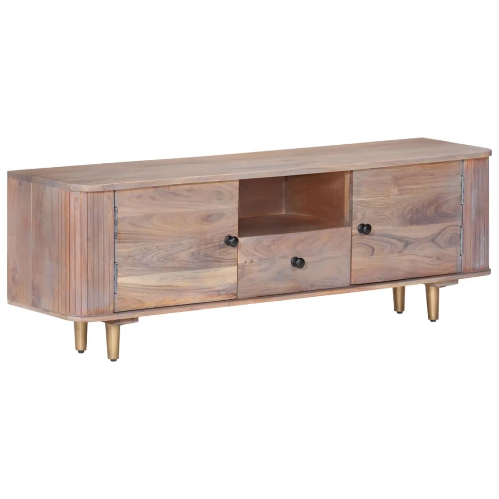 foto del prodotto mobile tv multimediale scaffale per televisione televisione buffet sala da pranzo soggiorno camera da letto 118 x 30 x 40 cm legno massello di acacia marrone 02 0025801