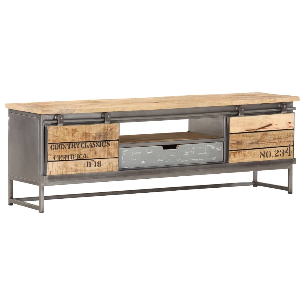 foto del prodotto mobile tv multimediale scaffale per televisione televisione buffet sala da pranzo soggiorno camera da letto 120 x 30 x 40 cm legno massello di mango grigio 02 0025830