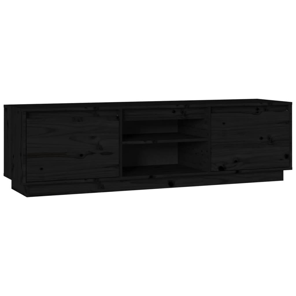foto del prodotto mobile tv multimediale scaffale per televisione televisione buffet sala da pranzo soggiorno camera da letto 140 x 35 x 40 cm legno di pino massiccio nero 02 0025927