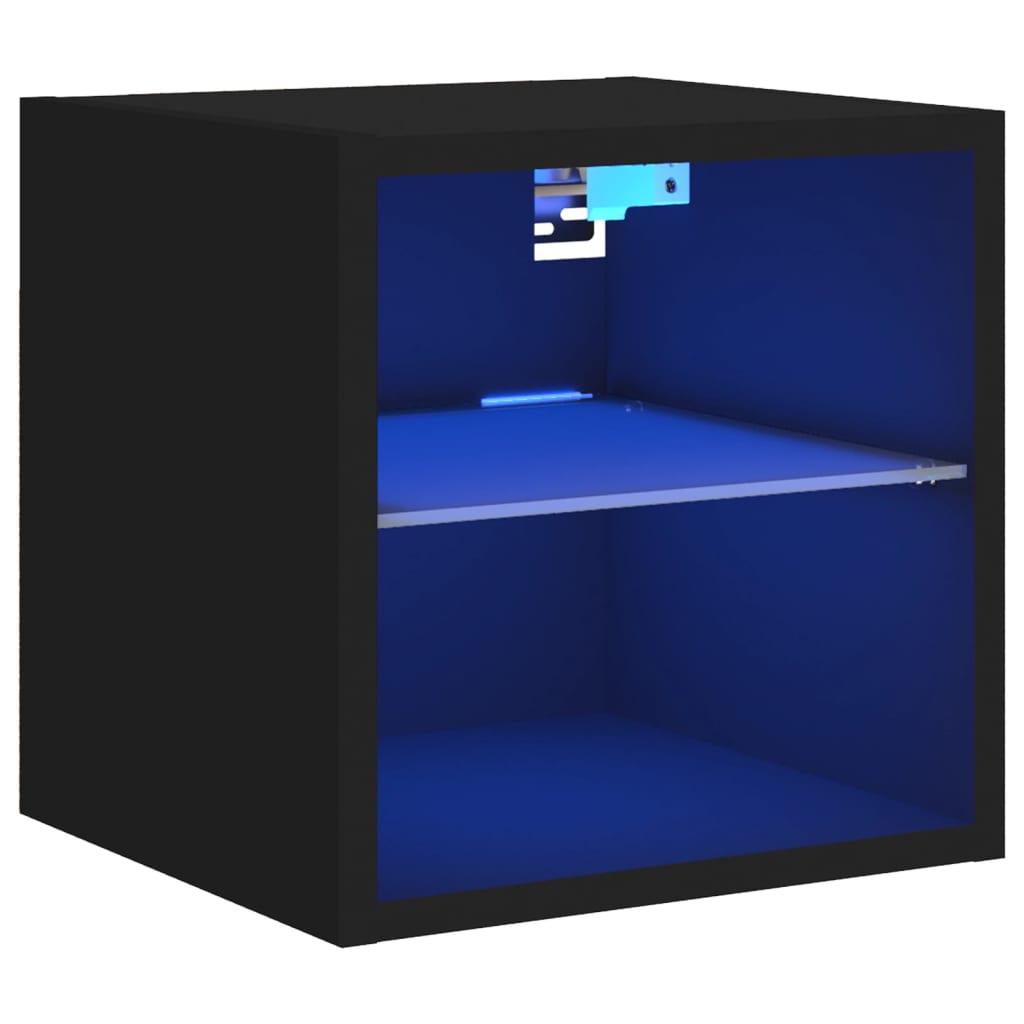 foto del prodotto mobile tv multimediale scaffale per televisione televisione buffet sala da pranzo soggiorno camera da letto a parete con luci a led 30 x 28,5 x 30 cm nero 02 0027870