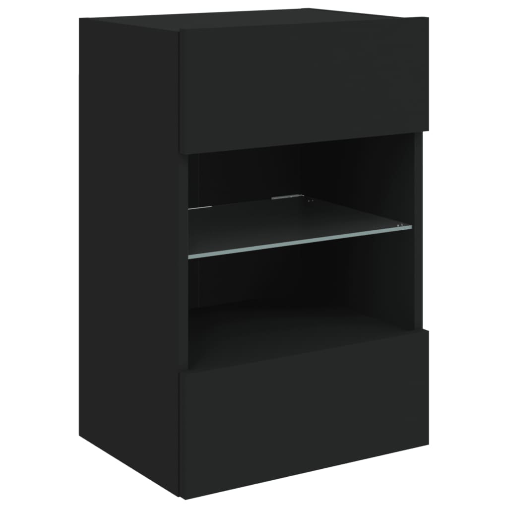 foto del prodotto mobile tv multimediale scaffale per televisione televisione buffet sala da pranzo soggiorno camera da letto a parete con luci a led 40 x 30 x 60,5 cm nero 02 0027882
