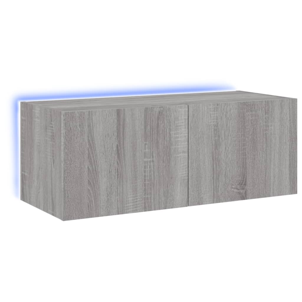 foto del prodotto mobile tv multimediale scaffale per televisione televisione buffet sala da pranzo soggiorno camera da letto a parete con luci led sonoma 80 x 35 x 31 cm grigio 02 0028062