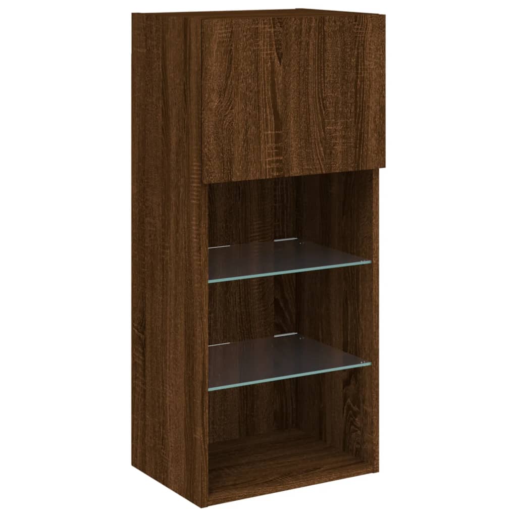 foto del prodotto mobile tv multimediale scaffale per televisione televisione buffet sala da pranzo soggiorno camera da letto con luci a led rovere 40,5 x 30 x 90 cm marrone 02 0026694