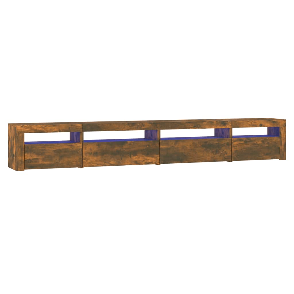 foto del prodotto mobile tv multimediale scaffale per televisione televisione buffet sala da pranzo soggiorno camera da letto con luci a led rovere affumicato 270 x 35 x 40 cm marrone 02 0026735