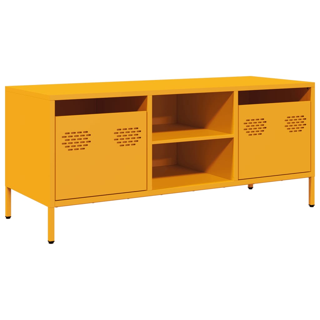 foto del prodotto mobile tv multimediale scaffale per televisione televisione buffet sala da pranzo soggiorno camera da letto giallo senape 101,5 x 39 x 43,5 cm acciaio laminato a freddo giallo 02 0027656