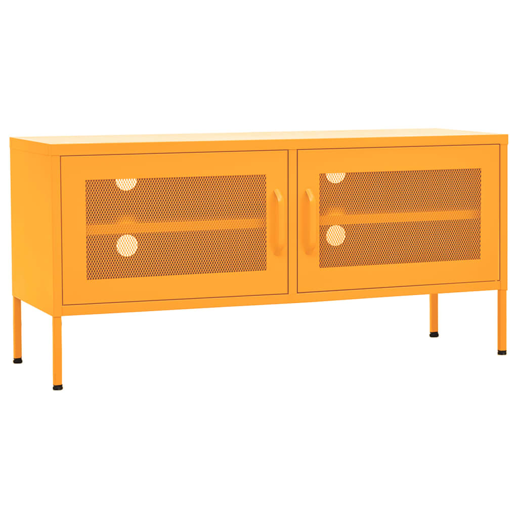 foto del prodotto mobile tv multimediale scaffale per televisione televisione buffet sala da pranzo soggiorno camera da letto giallo senape 105 x 35 x 50 cm acciaio giallo 02 0027659