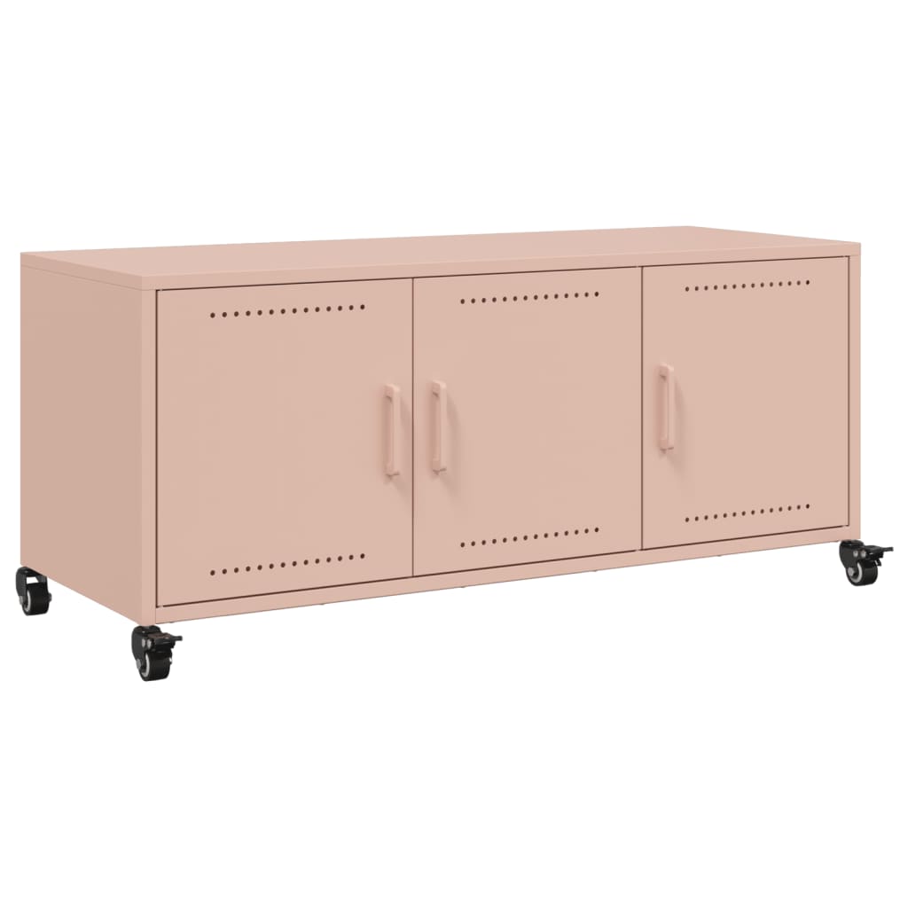 foto del prodotto mobile tv multimediale scaffale per televisione televisione buffet sala da pranzo soggiorno camera da letto rosa 100,5 x 39 x 43,5 cm acciaio rosa 02 0028280