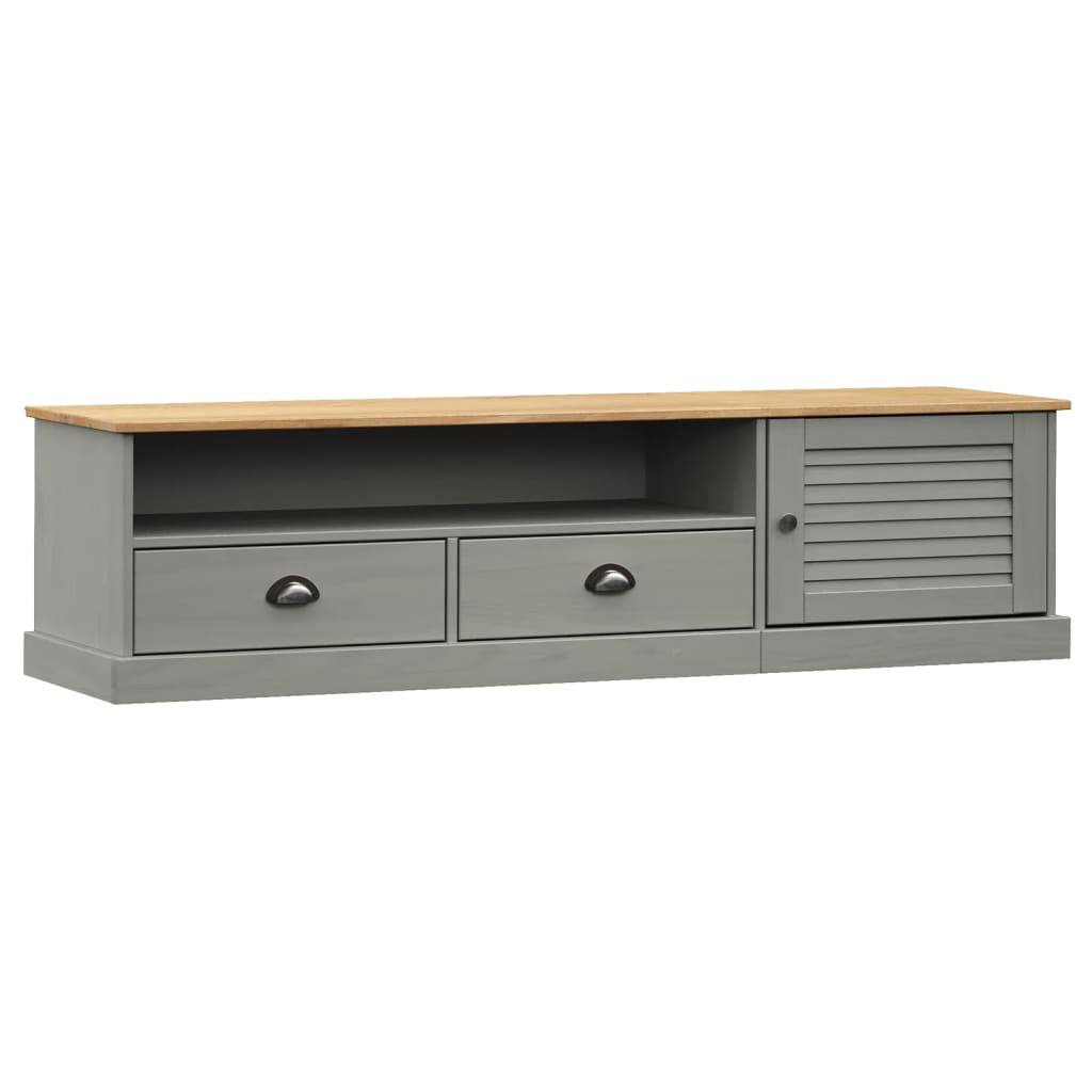 foto del prodotto mobile tv multimediale scaffale per televisione televisore buffet sala da pranzo soggiorno camera da letto 156 x 40 x 40 cm legno massello di pino grigio 02 0028512