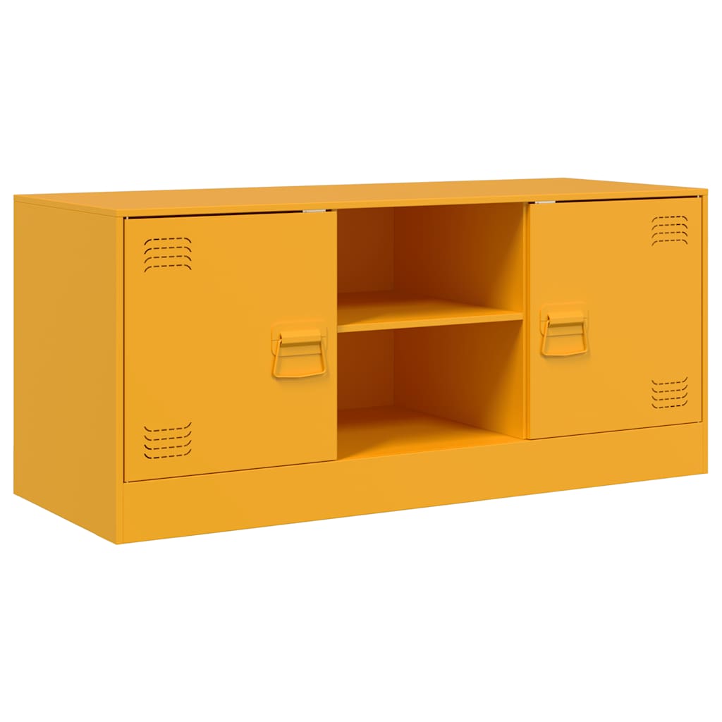 foto del prodotto mobile tv multimediale scaffale per televisione televisore buffet sala da pranzo soggiorno camera da letto giallo senape 99 x 39 x 44 cm acciaio giallo 02 0027675
