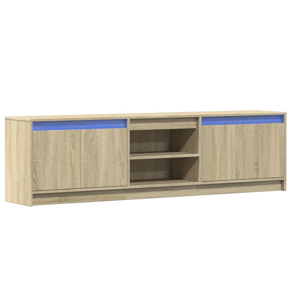 foto del prodotto mobile tv multimediale scaffale tv credenza tv sala da pranzo soggiorno camera da letto con led rovere sonoma 180 x 34 x 50 cm derivati del legno marrone 02 0026490