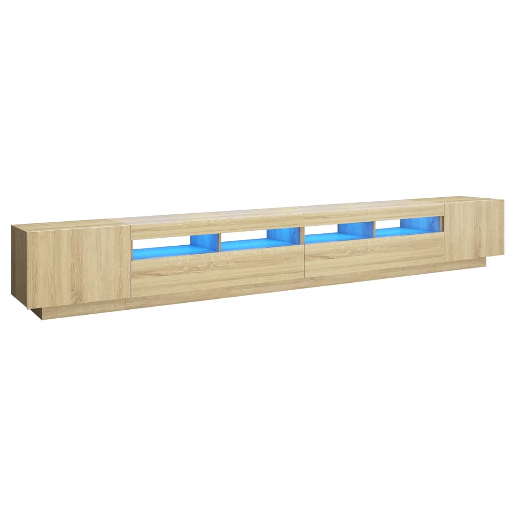 foto del prodotto mobile tv multimediale scaffale tv credenza tv sala da pranzo soggiorno camera da letto con luci a led rovere sonoma 300 x 35 x 40 cm marrone 02 0026782