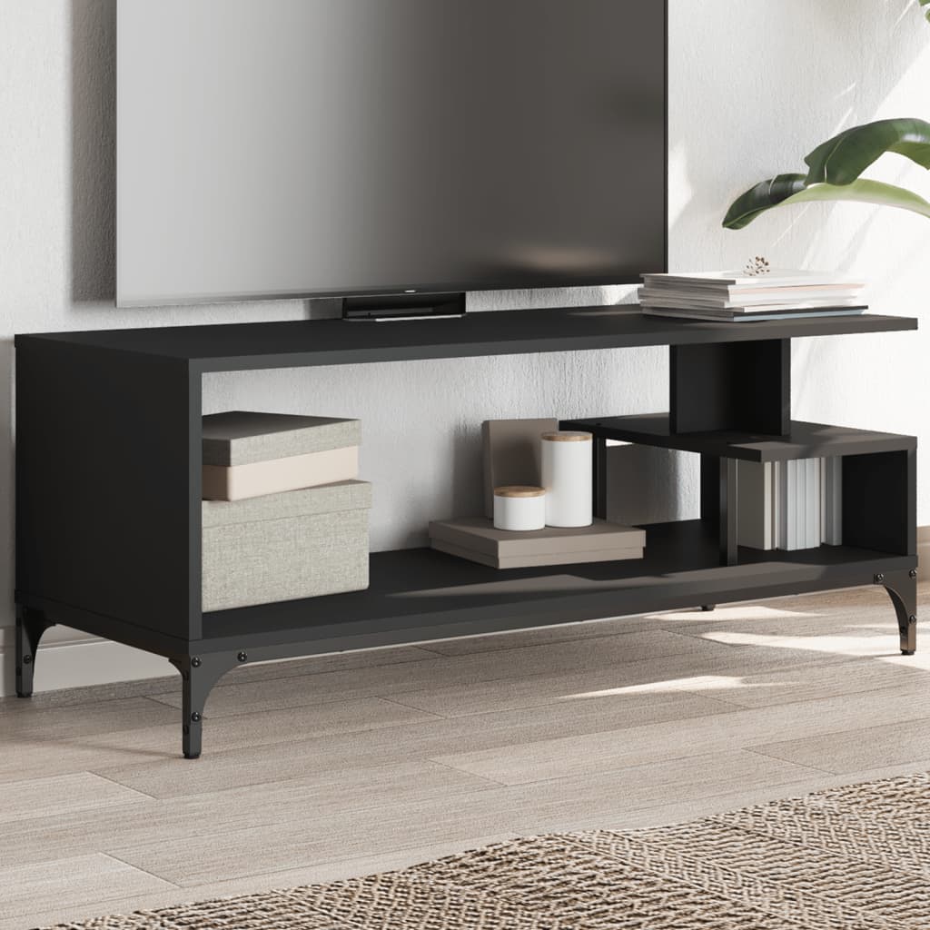 foto del prodotto mobile tv nero 102x40x41cm legno e acciaio verniciato a polvere