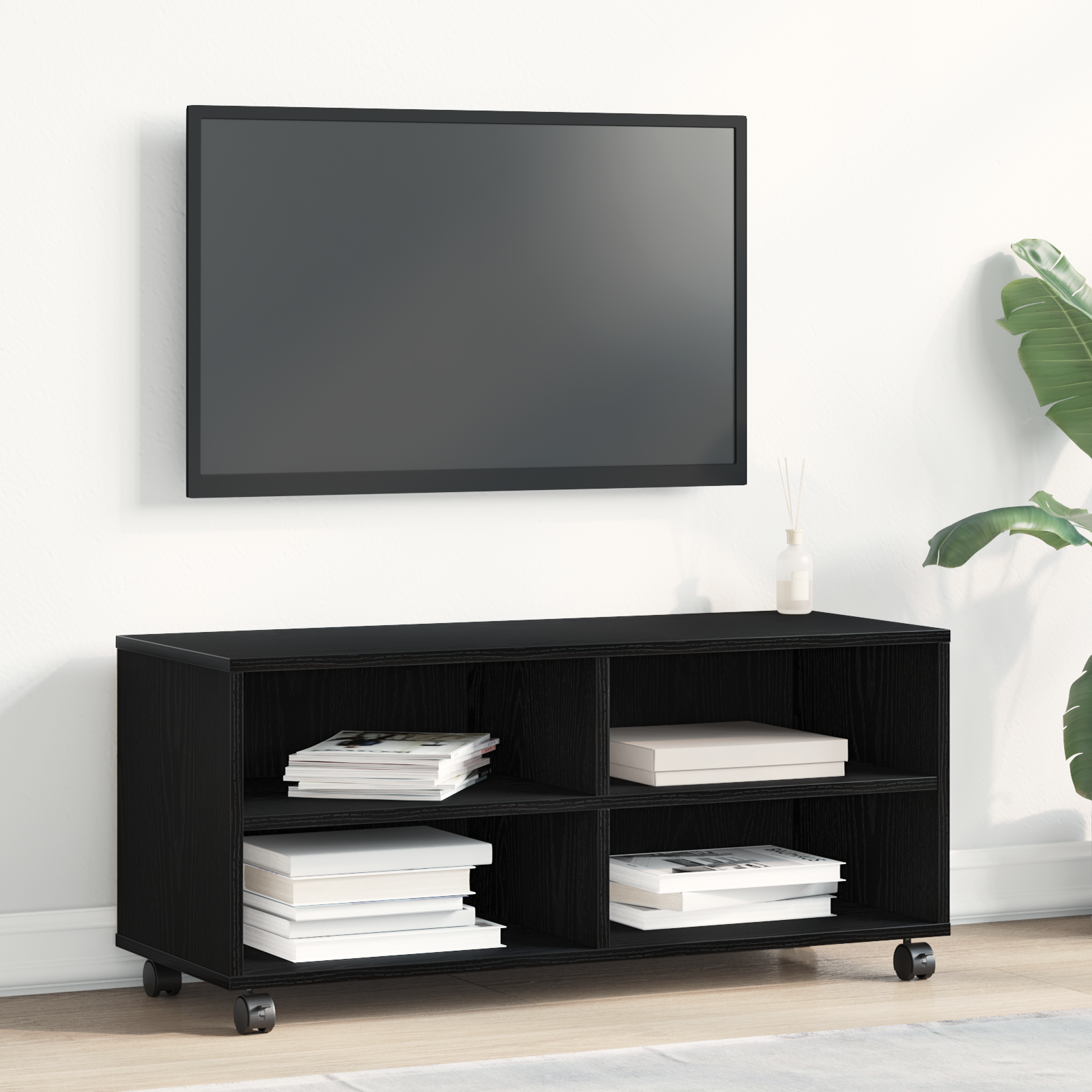 foto del prodotto mobile tv nero 90x35x35 cm in legno ingegnerizzato