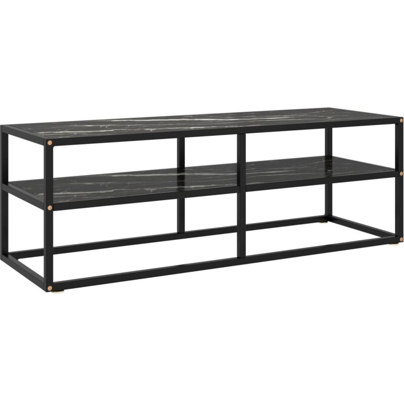 foto del prodotto mobile tv nero con vetro nero marmo 120x40x40 cm vidaxl