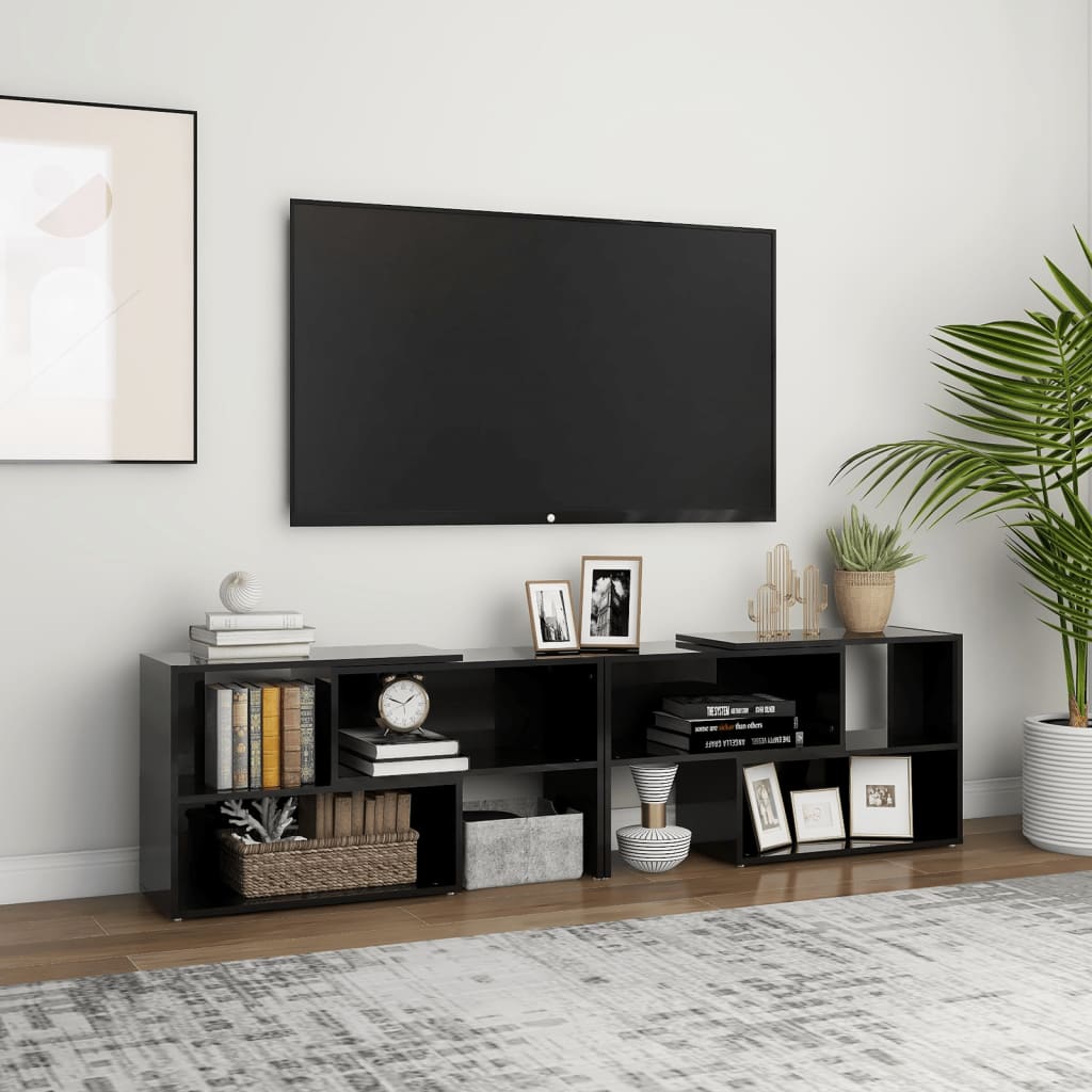 foto del prodotto mobile tv nero lucido 149x30x52 cm in truciolato