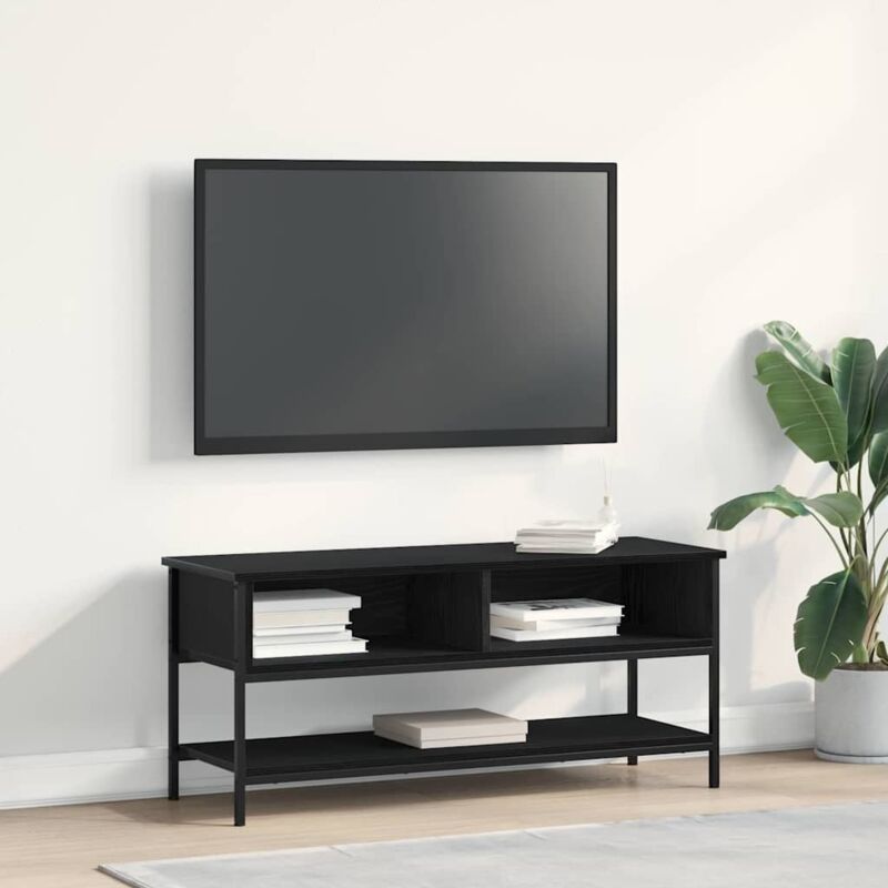 foto del prodotto mobile tv nero rovere 100x35x45 cm legno ingegnerizzato e acciaio vidaxl