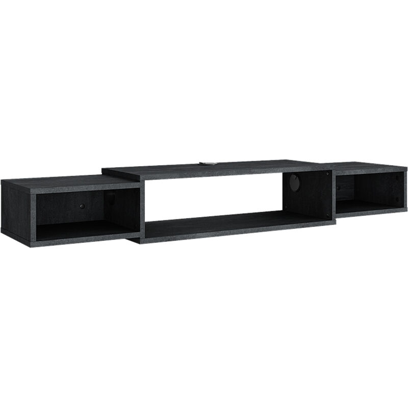 foto del prodotto mobile tv nordic, calcestruzzo nero, 139.7 x 20.3 cm con ripiani aperti, vicco