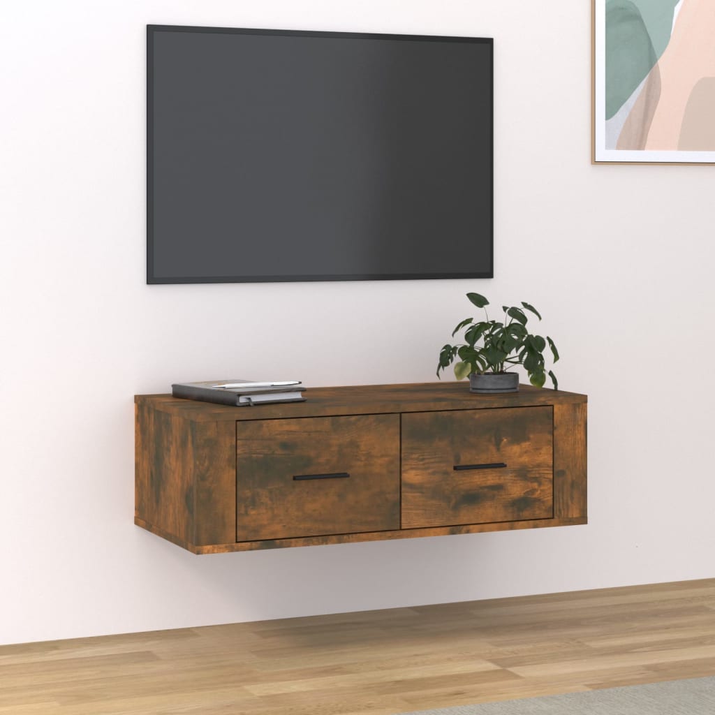 foto del prodotto mobile tv pensile rovere fumo 80x36x25 cm in legno multistrato