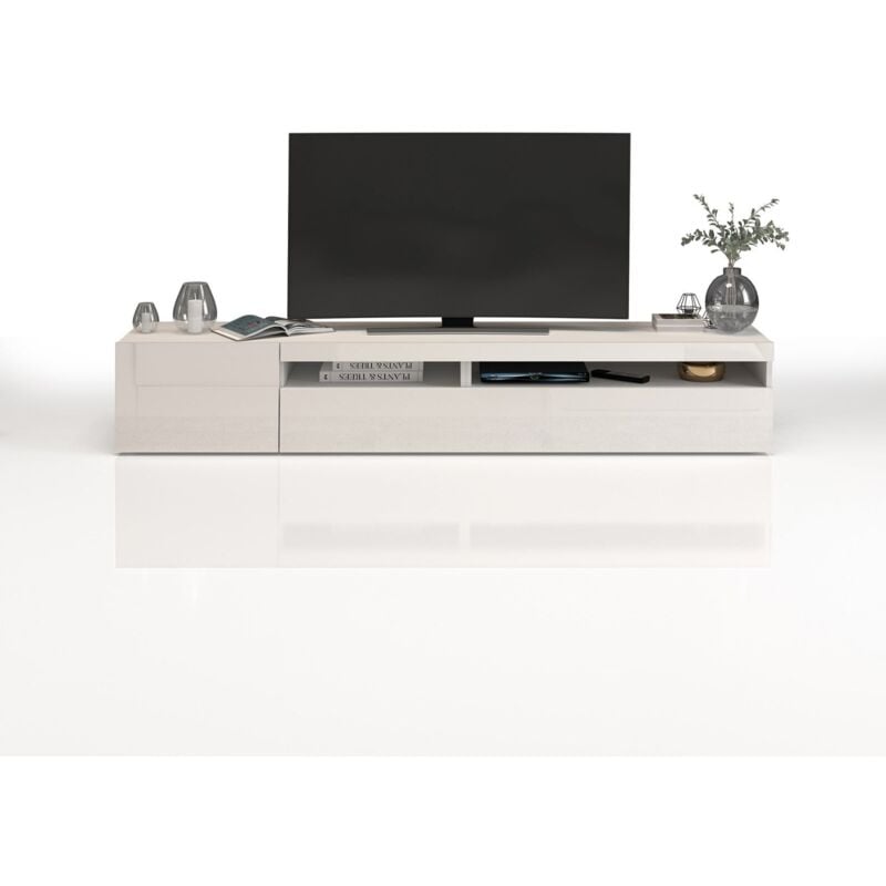 foto del prodotto mobile tv potenza per soggiorno 200x40x36 cm - mobile tv soggiorno da terra con 1 anta laterale e 1 anta a ribalta - mobile porta tv soggiorno classico - whous