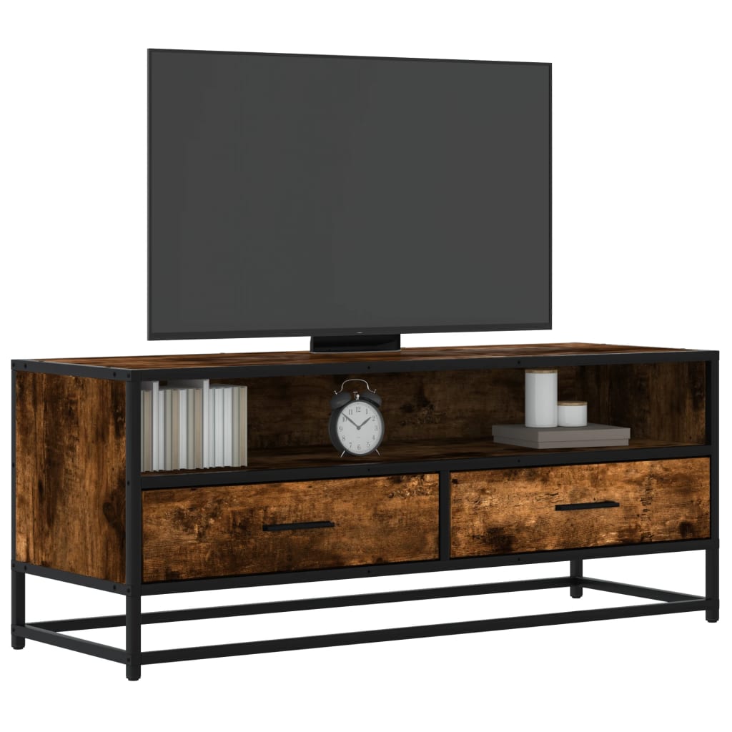 foto del prodotto mobile tv rovere fumo 100x34,5x40cm legno multistrato e metallo