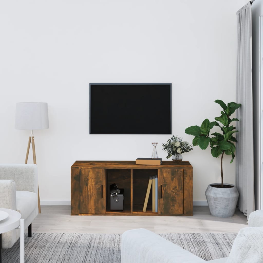 foto del prodotto mobile tv rovere fumo 100x35x40 cm in legno multistrato cod mxl 8003