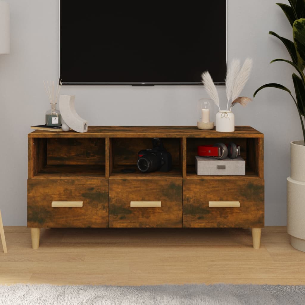 foto del prodotto mobile tv rovere fumo 102x36x50 cm in legno multistrato