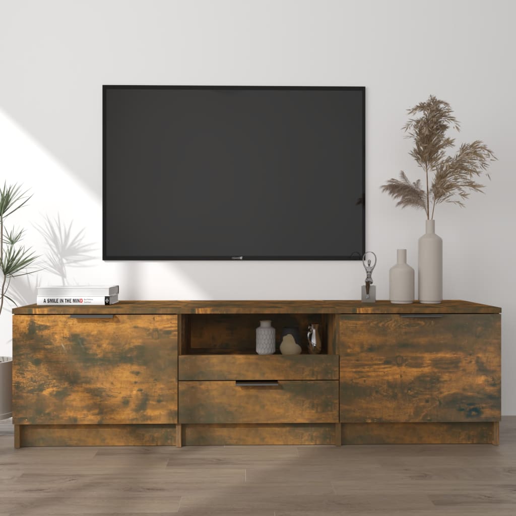foto del prodotto mobile tv rovere fumo 140x35x40 cm in legno ingegnerizzato cod mxl 24326
