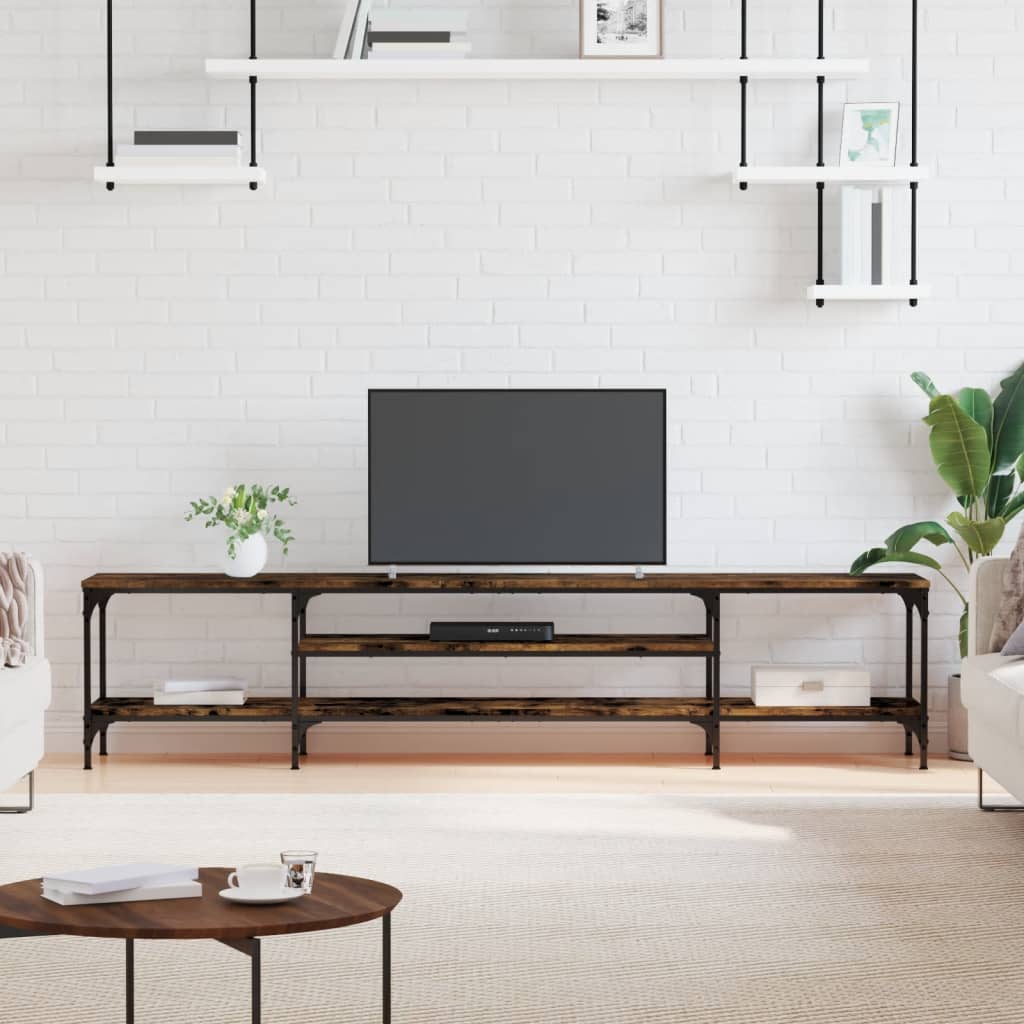 foto del prodotto mobile tv rovere fumo 201x35x45 cm in legno multistrato e ferrocod mxl 79021