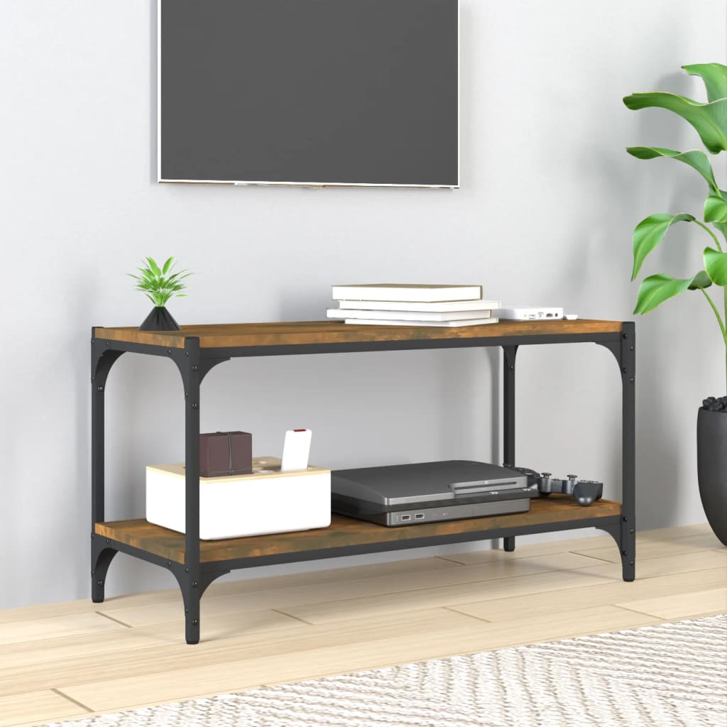 foto del prodotto mobile tv rovere fumo 80x33x41 cm legno multistrato e acciaio