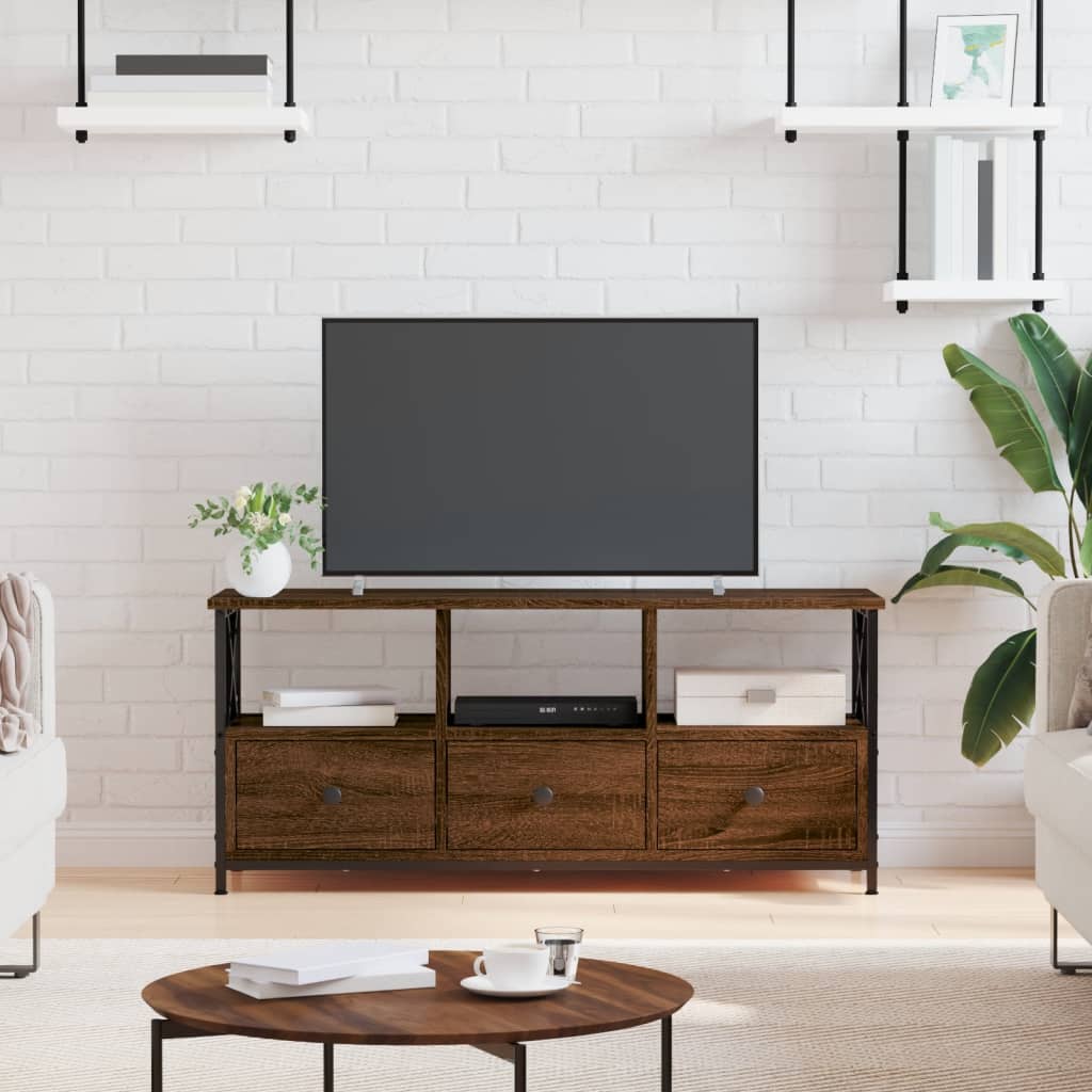 foto del prodotto mobile tv rovere marrone 102x33x45 cm legno multistrato e ferrocod mxl 103526