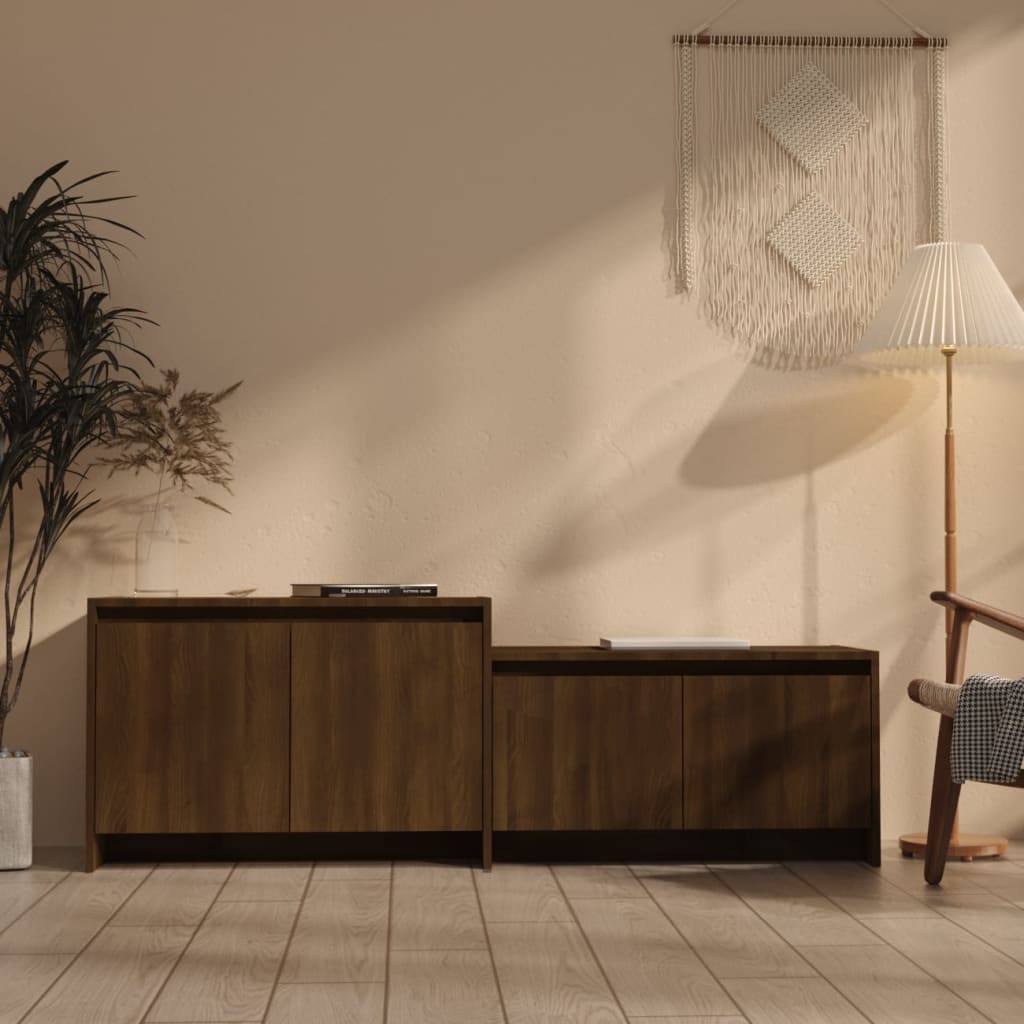 foto del prodotto mobile tv rovere marrone 146,5x35x50 cm in truciolato cod mxl 14854