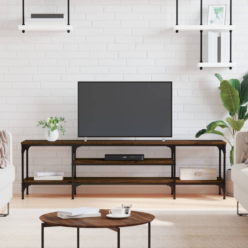 foto del prodotto mobile tv rovere marrone 161x35x45 cm legno multistrato e ferro