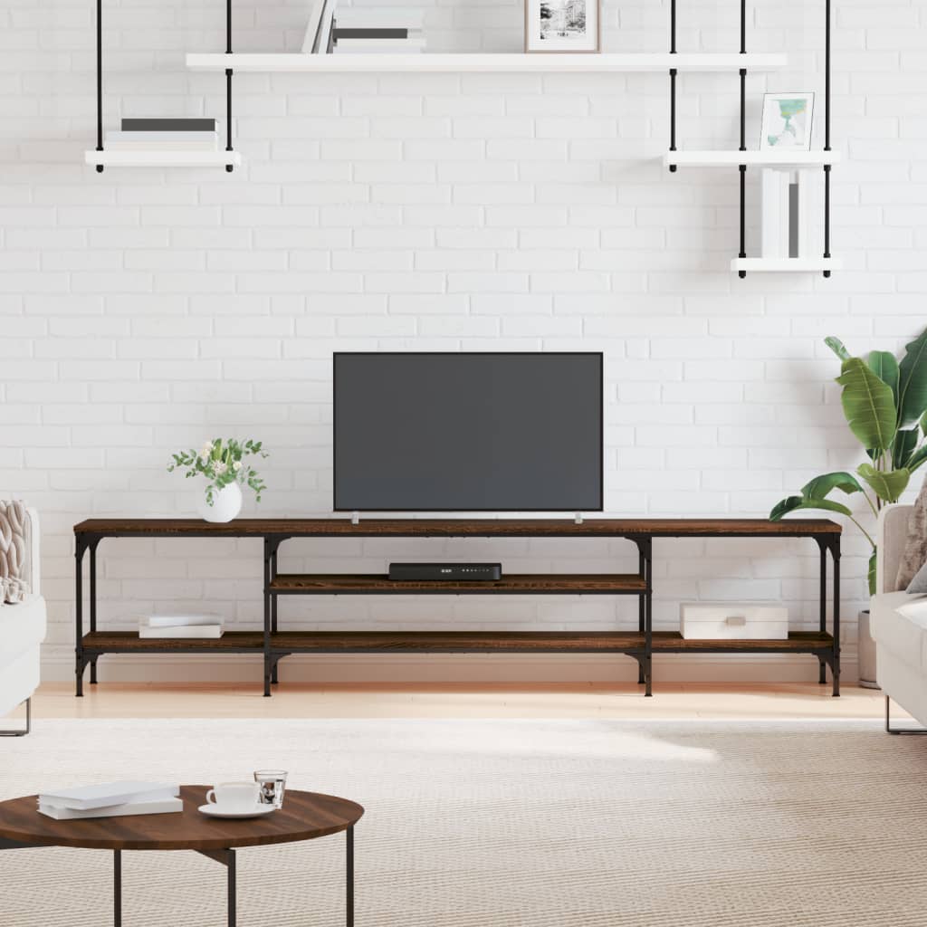 foto del prodotto mobile tv rovere marrone 201x35x45 cm legno multistrato e ferrocod mxl 79379