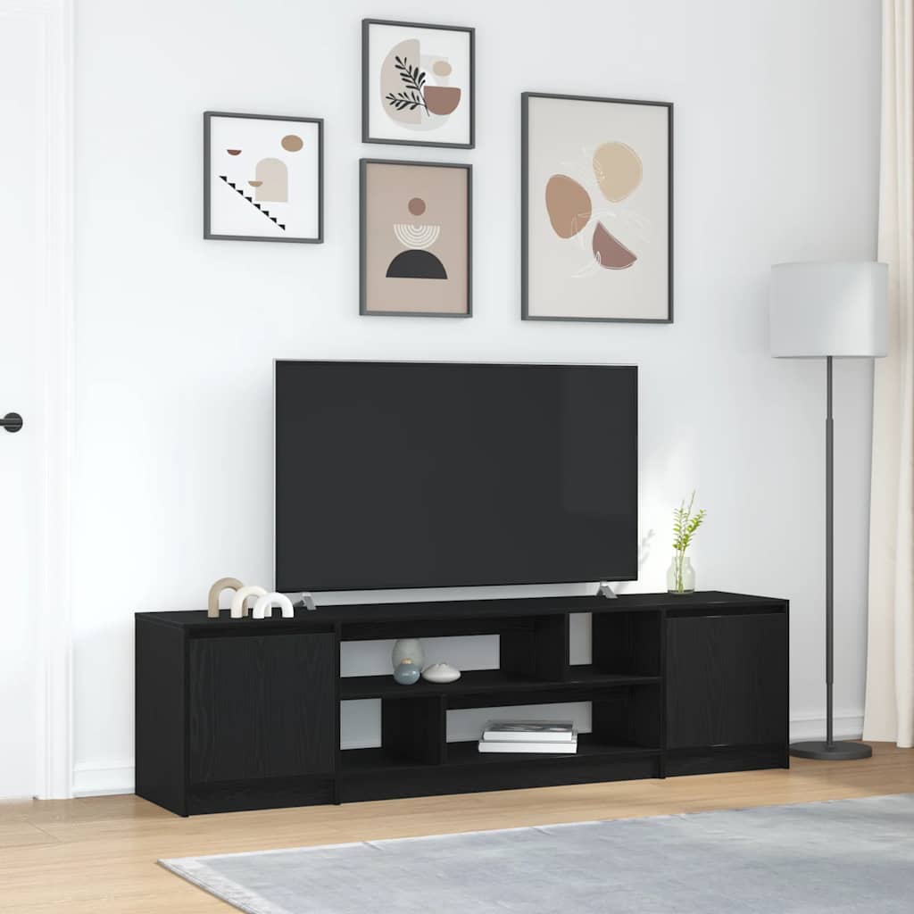 foto del prodotto mobile tv rovere nero 188,5x41x50 cm in legno multistrato