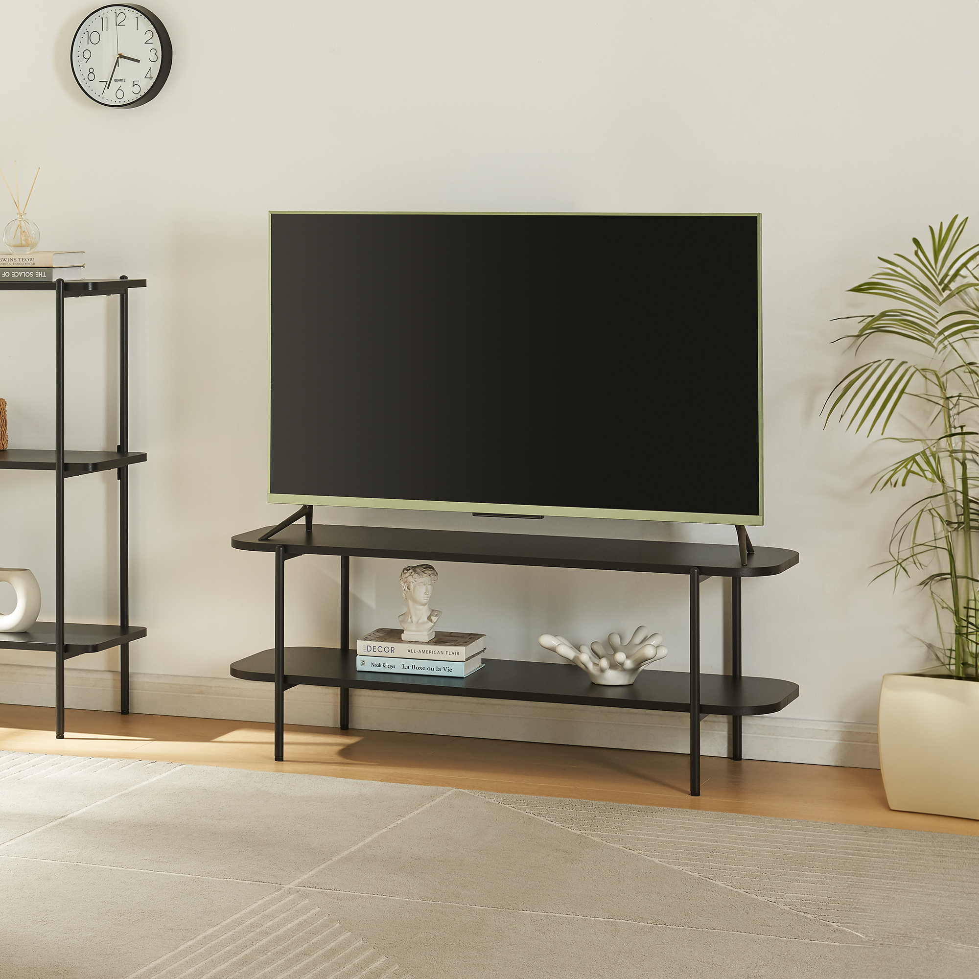 foto del prodotto mobile tv samnanger consolle bassa a 2 piani nero en.casa 